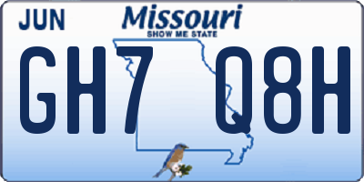 MO license plate GH7Q8H