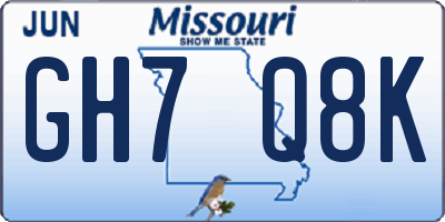 MO license plate GH7Q8K