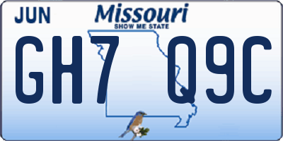 MO license plate GH7Q9C