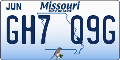 MO license plate GH7Q9G