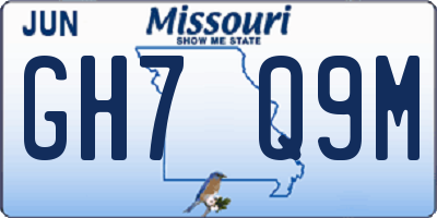 MO license plate GH7Q9M