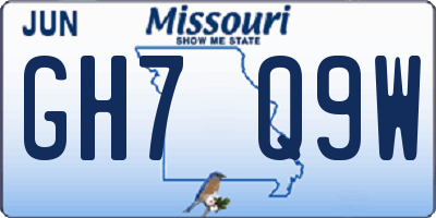 MO license plate GH7Q9W