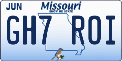 MO license plate GH7R0I