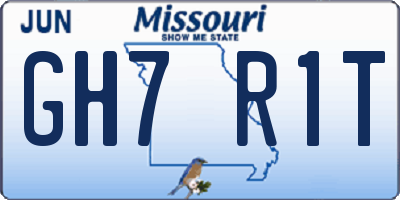 MO license plate GH7R1T