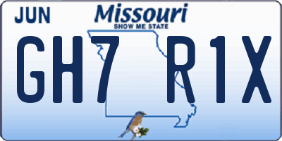 MO license plate GH7R1X