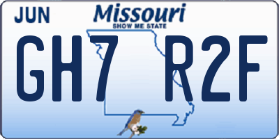 MO license plate GH7R2F