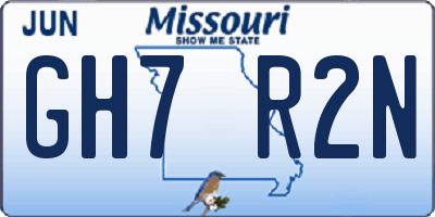 MO license plate GH7R2N