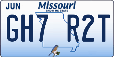 MO license plate GH7R2T