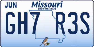 MO license plate GH7R3S