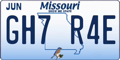 MO license plate GH7R4E