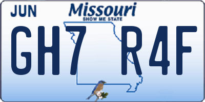 MO license plate GH7R4F