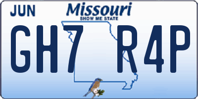 MO license plate GH7R4P