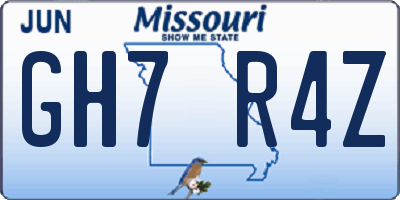 MO license plate GH7R4Z