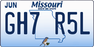MO license plate GH7R5L
