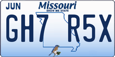 MO license plate GH7R5X
