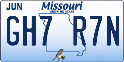 MO license plate GH7R7N