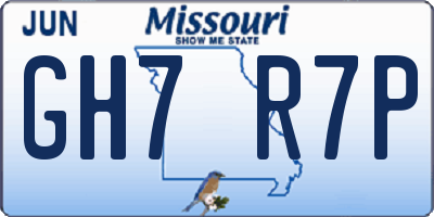 MO license plate GH7R7P