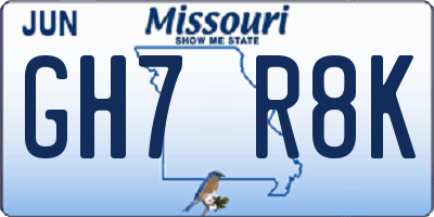 MO license plate GH7R8K