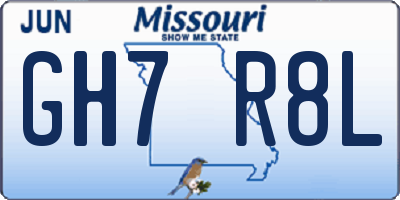 MO license plate GH7R8L