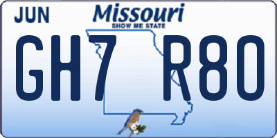 MO license plate GH7R8O