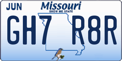 MO license plate GH7R8R
