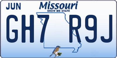 MO license plate GH7R9J