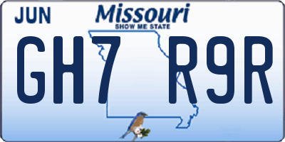 MO license plate GH7R9R