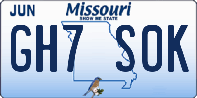 MO license plate GH7S0K