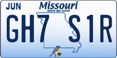 MO license plate GH7S1R