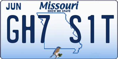 MO license plate GH7S1T