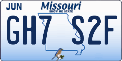 MO license plate GH7S2F