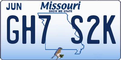MO license plate GH7S2K