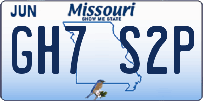 MO license plate GH7S2P