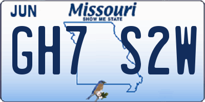 MO license plate GH7S2W