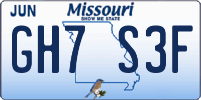 MO license plate GH7S3F