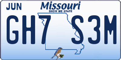 MO license plate GH7S3M