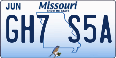 MO license plate GH7S5A