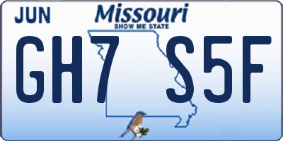 MO license plate GH7S5F