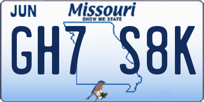 MO license plate GH7S8K