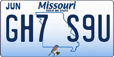 MO license plate GH7S9U