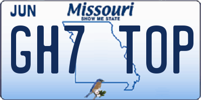MO license plate GH7T0P