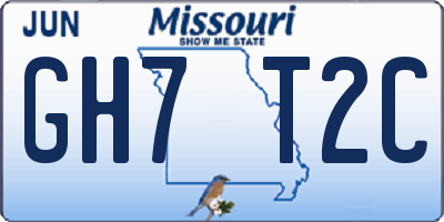 MO license plate GH7T2C