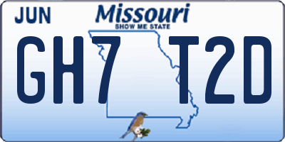 MO license plate GH7T2D