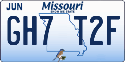 MO license plate GH7T2F