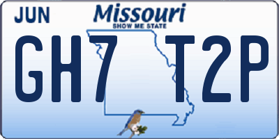 MO license plate GH7T2P