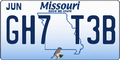 MO license plate GH7T3B