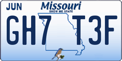 MO license plate GH7T3F