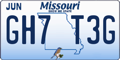 MO license plate GH7T3G