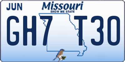 MO license plate GH7T3O