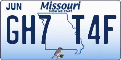 MO license plate GH7T4F